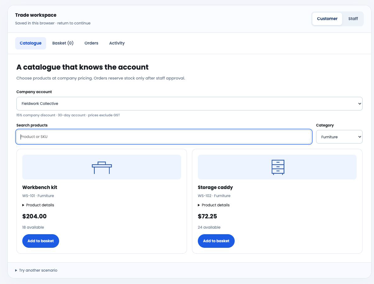 Connected trade portal concept
